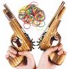 2 Pcs Wooden Rubber Band Gun Kids Outdoor Toy with 100 Rubber Bands 9 Inches Length (Log Color) view 2