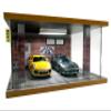 1/24 Scale Die-cast Car Garage Display Case with Clear Acrylic Cover and LED Lighting for 2 Parking Space (Route 66) view 1