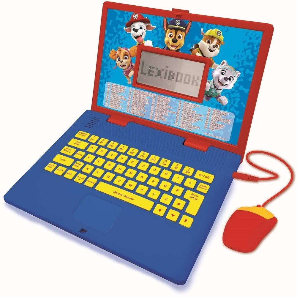 LEXiBOOK Paw Patrol - Educational and Bilingual Laptop Spanish/English - Toy for Child Kid (Boys & Girls) 124 Activities, Learn Play Games and Music with Chase Marshall - Red/Blue JC598PAi2