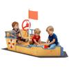 Outsunny Wooden Kids Sandbox, Ship-Shape Outdoor Sandboat with Bench Seats, Storage, Non-Woven Fabric Cloth for Backyard, Lawn, Natural Wood view 1