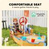 Outsunny Wooden Kids Sandbox, Ship-Shape Outdoor Sandboat with Bench Seats, Storage, Non-Woven Fabric Cloth for Backyard, Lawn, Natural Wood view 4