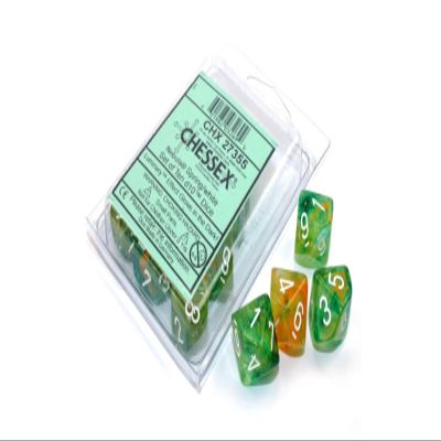 Chessex d10 Dice Set: Nebula Luminary - Spring w/White (10)