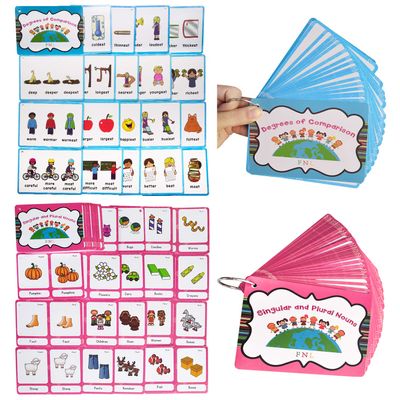 Zwttey Plural Nouns/Degrees of Comparison 2 Themes English Flashcards Vocabulary Building Pocket Cards Grammar Educational Learning Aids Pre-Kindergarten Classroom Supplies