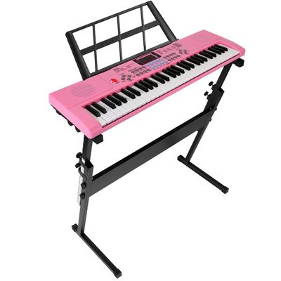 61 Keys Digital Music Electronic Keyboard Electric Musical Piano Instrument Kids Learning Keyboard w/ Stand Microphone For Beginners