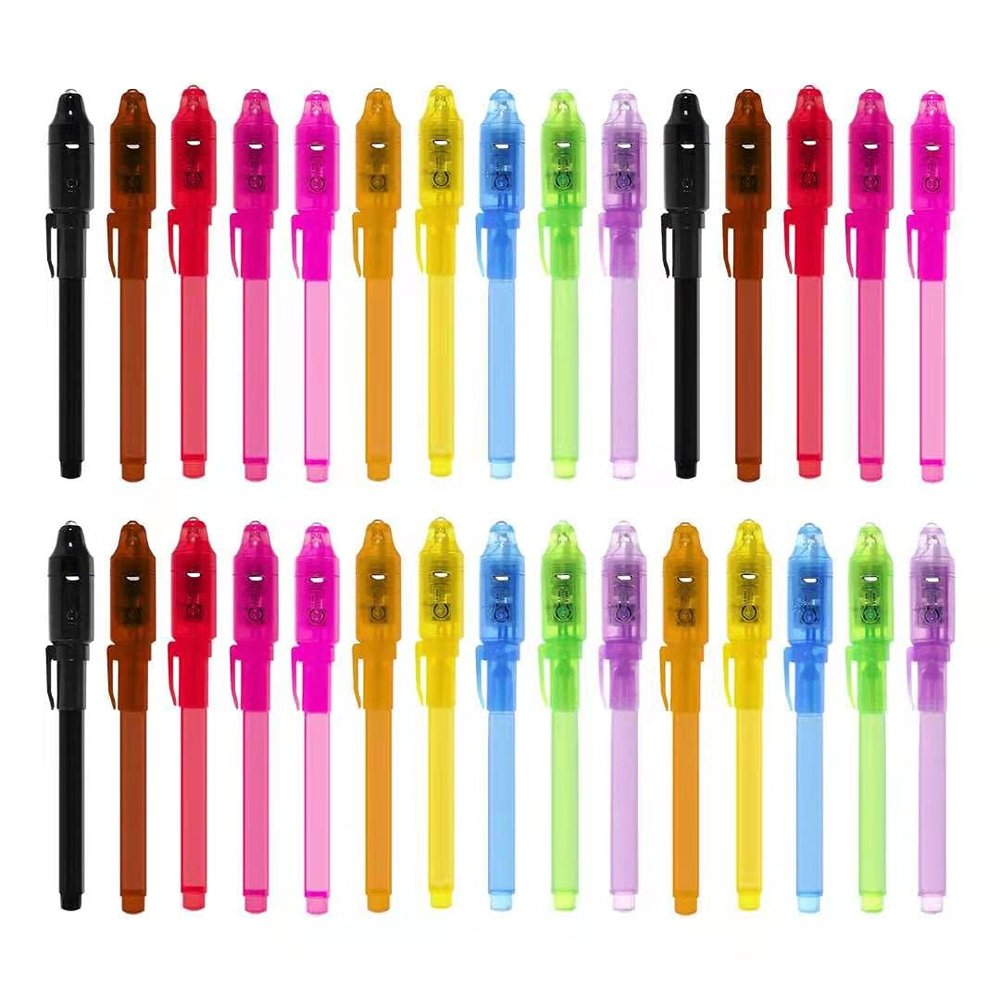 EODVICS Invisible Ink Pens with UV Light for Kids, 30Pcs Magic Spy Pen for Secret Message, Birthday Party, New Year Eve Party, Halloween, Valentine's Day, and Kids Christmas Goodies Bags Toy