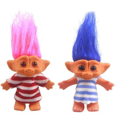 2packs Vintage Troll Dolls Set,Retro Troll Doll Chromatic Adorable for Collections, School Project, Arts and Crafts, Party Favors - 7.5" Tall(Include The Length of Hair) (Style3-Red+Blue)