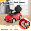 Costzon Push Car for Toddlers, 3 in 1 Mercedes Benz Stroller Sliding Walking Car w/Canopy, Handle, Safety Bar, Horn Sound, Underneath Storage, Foot-to-Floor Ride On Toy for Boys & Girls (Red) view 4