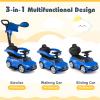 Costzon Push Car for Toddlers, 3 in 1 Mercedes Benz Stroller Sliding Walking Car w/Canopy, Handle, Safety Bar, Horn Sound, Underneath Storage, Foot-to-Floor Ride On Toy for Boys & Girls (Blue) view 2