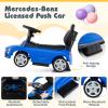Costzon Push Car for Toddlers, 3 in 1 Mercedes Benz Stroller Sliding Walking Car w/Canopy, Handle, Safety Bar, Horn Sound, Underneath Storage, Foot-to-Floor Ride On Toy for Boys & Girls (Blue) view 3
