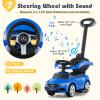 Costzon Push Car for Toddlers, 3 in 1 Mercedes Benz Stroller Sliding Walking Car w/Canopy, Handle, Safety Bar, Horn Sound, Underneath Storage, Foot-to-Floor Ride On Toy for Boys & Girls (Blue) view 4