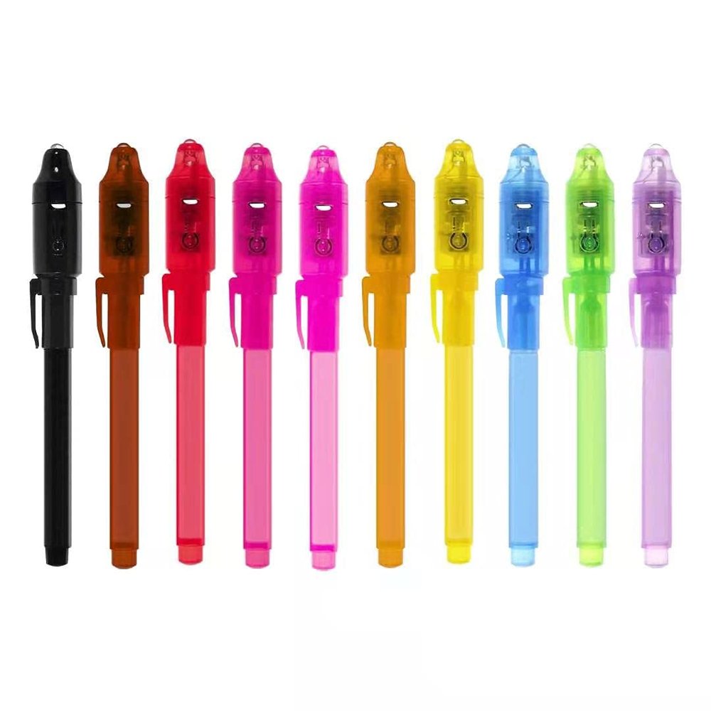 EODVICS Invisible Ink Pens with Light, 10Pcs Magic Spy Pen for Secret Message, Birthday Party, and Kids Halloween Goodies Bags Toy