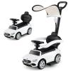 Costzon Push Car for Toddlers, 3 in 1 Mercedes Benz Stroller Sliding Walking Car w/Canopy, Handle, Safety Bar, Horn Sound, Underneath Storage, Foot-to-Floor Ride On Toy for Boys & Girls, White view 1