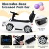 Costzon Push Car for Toddlers, 3 in 1 Mercedes Benz Stroller Sliding Walking Car w/Canopy, Handle, Safety Bar, Horn Sound, Underneath Storage, Foot-to-Floor Ride On Toy for Boys & Girls, White view 3