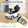 Costzon Push Car for Toddlers, 3 in 1 Mercedes Benz Stroller Sliding Walking Car w/Canopy, Handle, Safety Bar, Horn Sound, Underneath Storage, Foot-to-Floor Ride On Toy for Boys & Girls, White view 4
