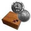 1 Troy oz .999 Fine Silver Sagittarius Zodiac Round with Antique Finish in Display Box view 1