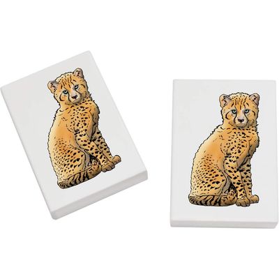 Azeeda 2 x 45mm 'Cheetah Cub' Erasers/Rubbers (ER00026861)