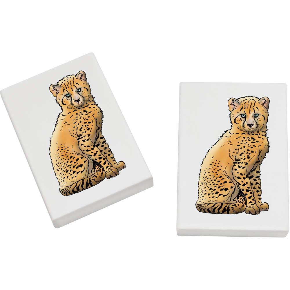 Azeeda 2 x 45mm 'Cheetah Cub' Erasers/Rubbers (ER00026861)