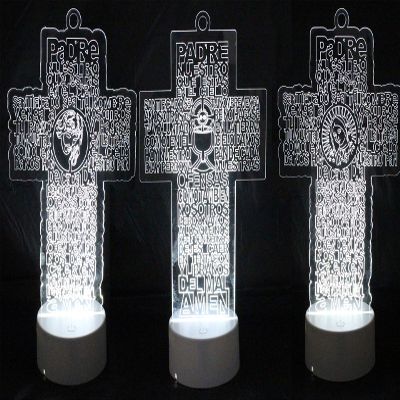 6 LED Multi Color Guardian Jesus Guadalupe JHS Cup Cross Stand Laser Baptism Centerpiece First Communion Quinceaera Children Kids Party Favors Home Decor Christening Centerpiece (Guadalupe)