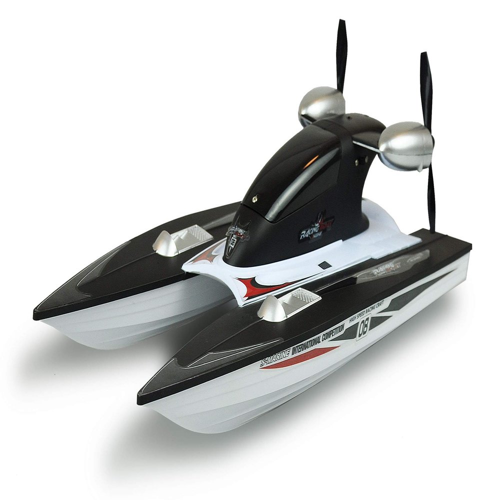 Amewi 26094 RC Propeller Speed Catamaran Boat, Remote-Controlled, RTR, 2.4 GHz, Approx. 20 km/h, from 8 Years, Black-White