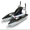 Amewi 26094 RC Propeller Speed Catamaran Boat, Remote-Controlled, RTR, 2.4 GHz, Approx. 20 km/h, from 8 Years, Black-White view 1