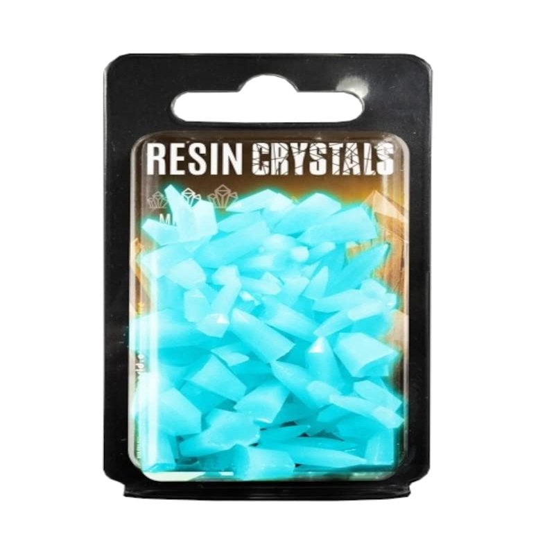 Greenstuff World GSWD-10393 Glow in The Dark Resin Crystal Aqua Turquoise Blue Medium Size 50 Pieces Diorama Material