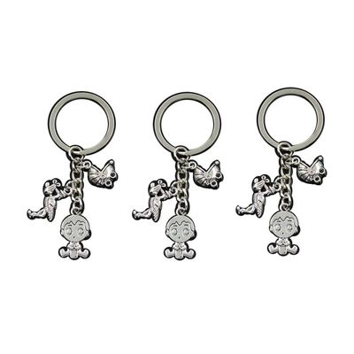 Baby Boy 24x13mm Key Chain Keychain Jewelry Stork Baby Girl Pacifier Teether Pendant Tibetan Finding Jewelry For Bracelet (#1 keyring 3pcs)