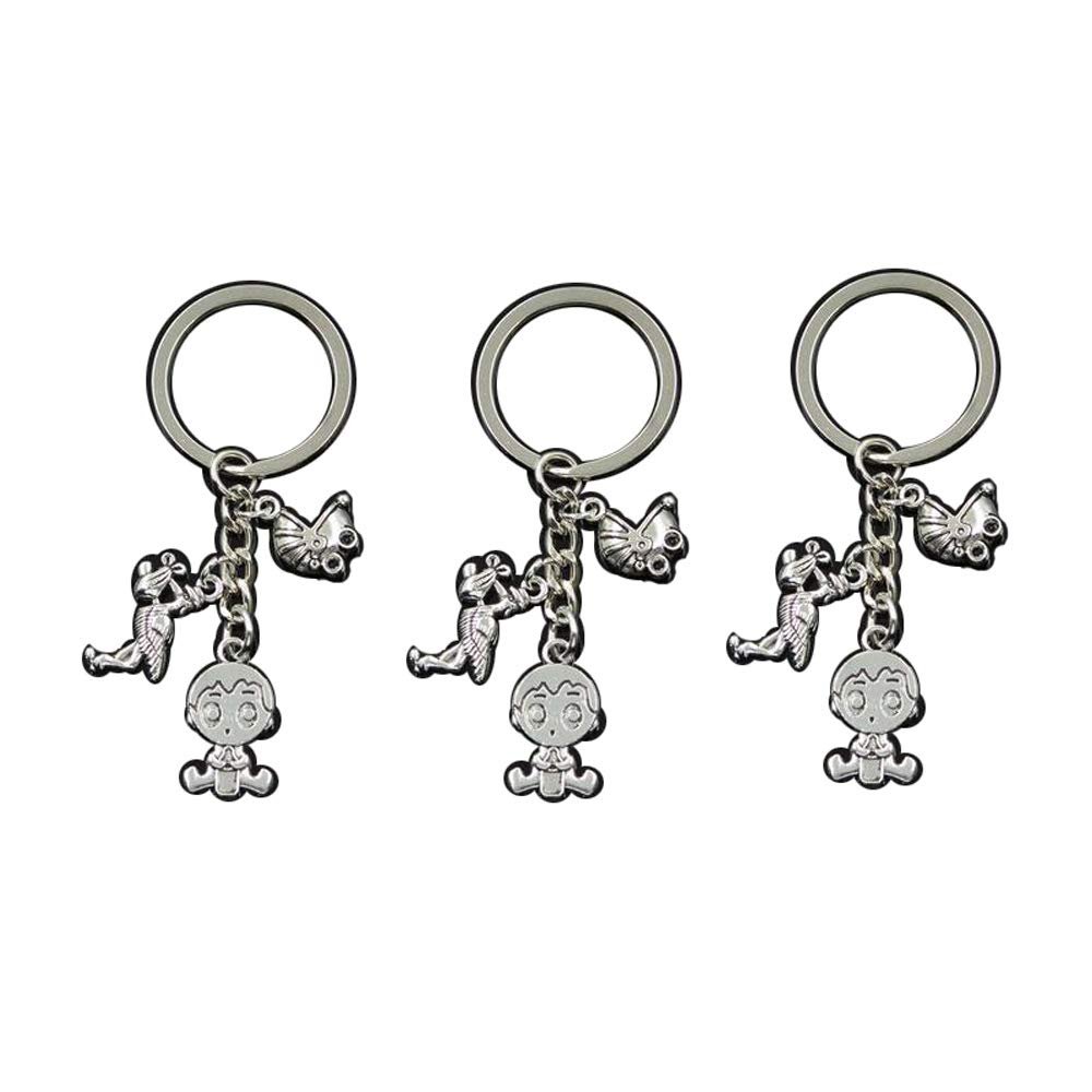 Baby Boy 24x13mm Key Chain Keychain Jewelry Stork Baby Girl Pacifier Teether Pendant Tibetan Finding Jewelry For Bracelet (#1 keyring 3pcs)