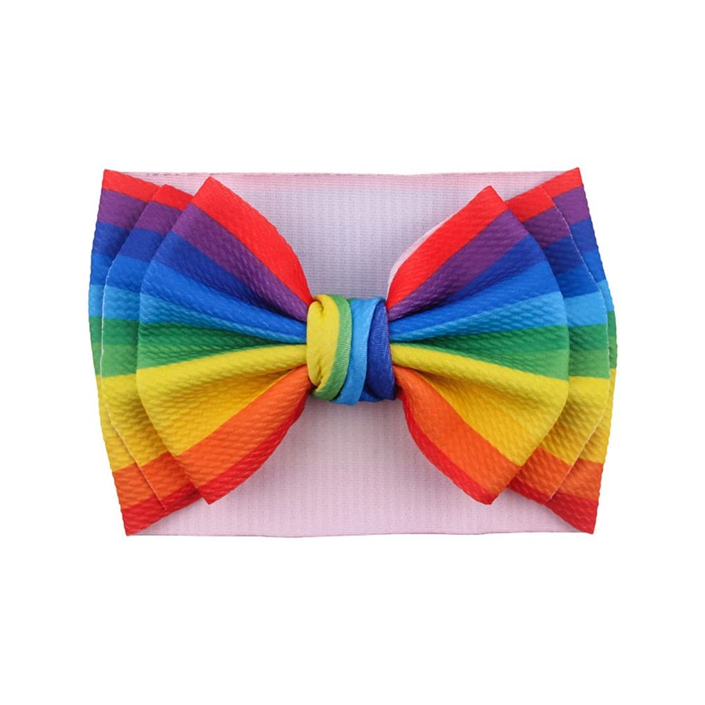 BBTDIN Baby Rainbow Headband Turban With Bow Girls Rainbow Hair Band Bowknot JBC19 (Turban-B)