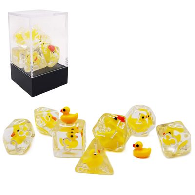 BESCON DICE YellowDuck RPG Dice Set of 7, Novelty Yellow Duck Polyhedral Game Dice Set