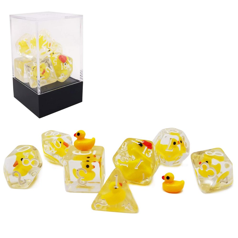BESCON DICE YellowDuck RPG Dice Set of 7, Novelty Yellow Duck Polyhedral Game Dice Set