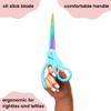 Yoobi Scissors, Comfort Grip, 8" Scissors All Purpose, Straight Stainless Steel Blade, School and Office Supplies, Light Blue Handle and Blue Oil Slick Design view 2