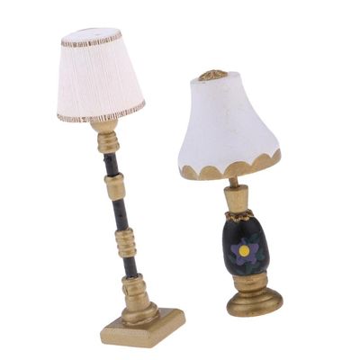 Yiju 1:12 Dollhouse Miniature Furniture 2 Pieces White Lampshade Floor Lamp