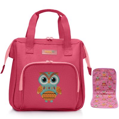 HappyVk- Baby Doll Diaper Bag with Doll Changing Pad- Handbag for Girls- Owl Embroidery