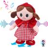 Hopearl Talking Singing Doll Repeats What You Say Girl Walking Electric Interactive Animated Toy Speaking Plush Buddy Gifts for Toddlers, Red, 8'' view 1