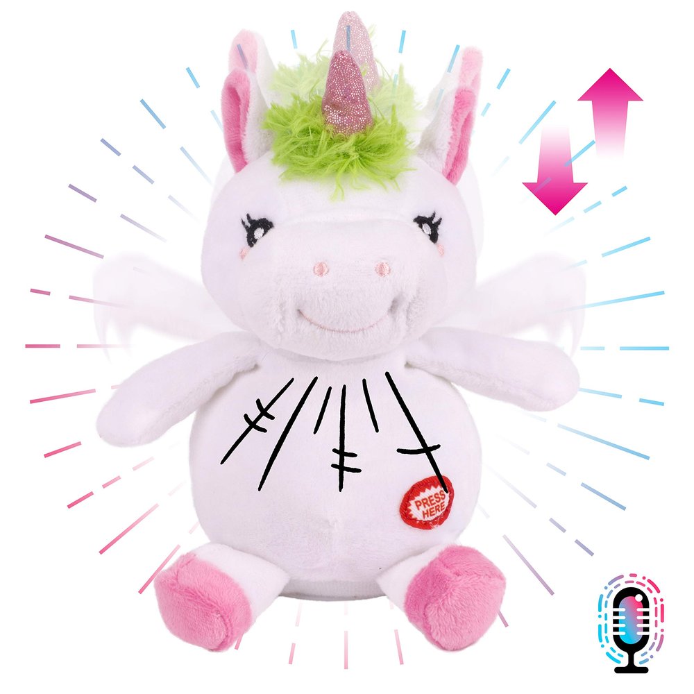 Hopearl Talking Unicorn Repeats What You Say Nodding Electric Interactive Animated Toy Speaking Plush Buddy Birthday Festival for Toddlers, 7.5''
