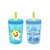 Zak Designs 15oz Baby Shark Kelso Tumbler Set, Leak-Proof Screw-On Lid with Straw Made of Durable Plastic and Silicone, Perfect Bundle for Kids (2pcs Set) view 1