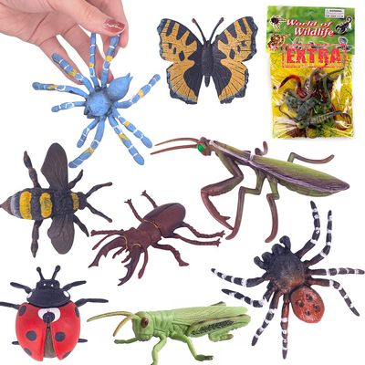 Lynkaye 20 pcs Plastic Insects Lifelike Assorted Figures Realistic Insect Animal Model - Butterfly, Ladybug, Mantis, Bee, Grasshopper, Stag Beetle, Red Spider, Blue Spider