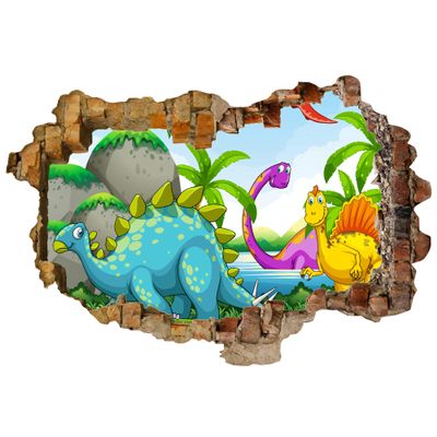 MySticky Dinosaur Land 3D Wall Decal | Removable Vinly Sticker | Peel and Stick | Unique Art Decor for Your Bedroom, Kitchen, Kids or Any Other Room (Medium 18.47" x 27")