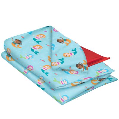 Wildkin Kids Cotton Nap Mat Cover  Soft, Sewn-in Flap, Durable & Fits 1.5" Vinyl Sleep Mats - Mermaids