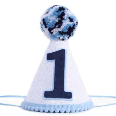 WAOUH Boys 1st birthday hat -navy blue felt, cone-shaped mini crown, photo props