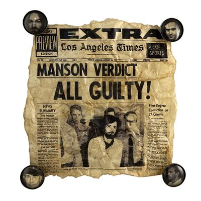 Asylum Zone Vintage Serial Killer Newspaper with Magnets Jeffrey Dahmer Ted Bundy Charles Manson John Wayne Gacy