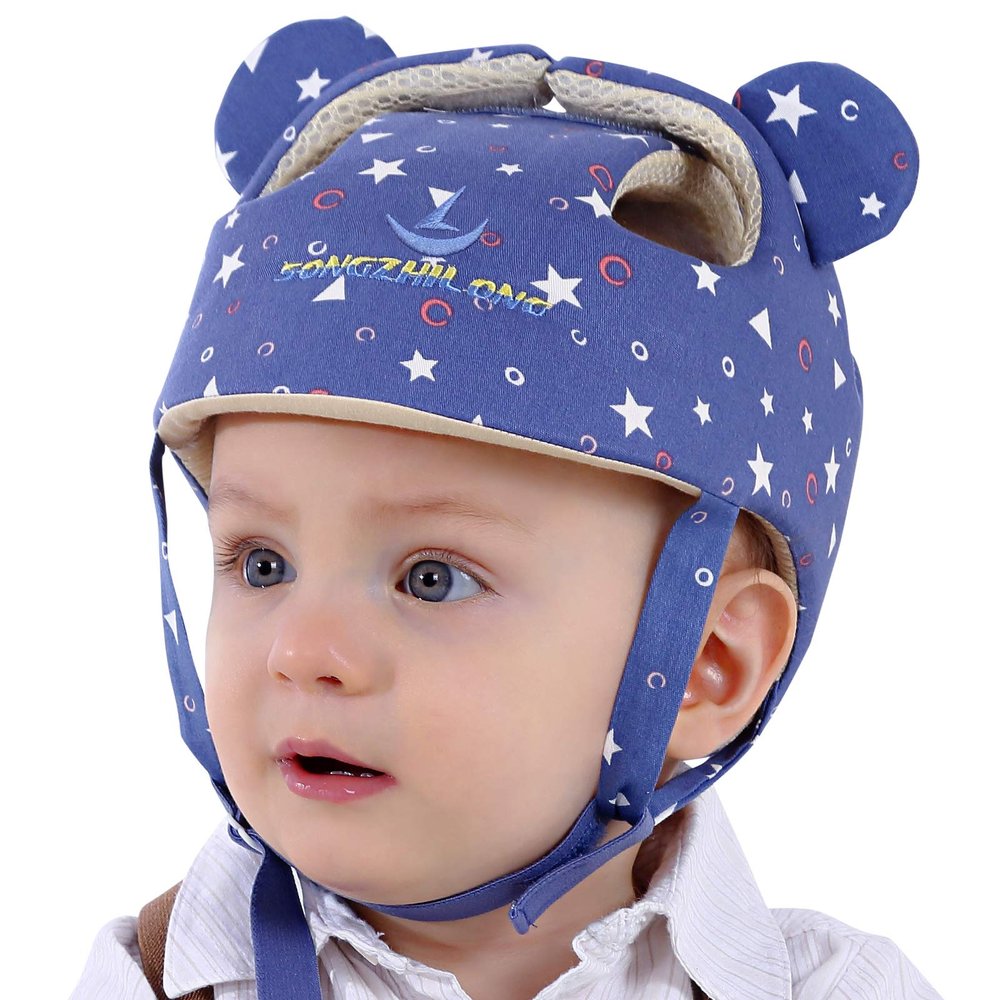 Ocanoiy Baby Infant Helmet Toddler Headguard Head Protective Cushion Cute Children Adjustable Helmet Hat Harnesses Cap Kid Child Crawl Walk Playing (Starry Blue)