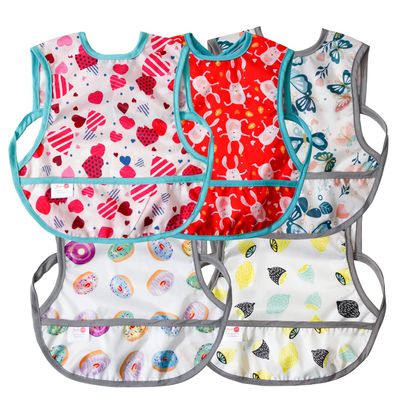 Joyo roy Mess Proof Baby Bibs for Baby Girl Waterproof Bibs for Babies 6-12 Months Soft Machine Washable Sleeveless Baby Smock Bib for Eating Travel Reusable Apron for Feeding Bib with Food Catcher