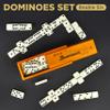 Queensell Dominos Set for Adults  Dominoes - Classic Board Games, Double 6 Dominoes Family Games for Kids and Adults - Double Six Standard Dominos Set 28 Tiles with Wood Case, Juegos de Mesa view 2