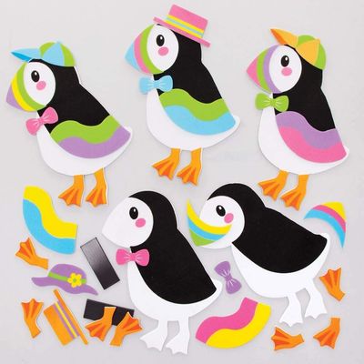 Baker Ross FE623 Puffin Mix & Match Magnet Kits - Pack of 8, Magnets for Kids, Fridge Magnet for Children, Make Your Own Magnets Craft Kit