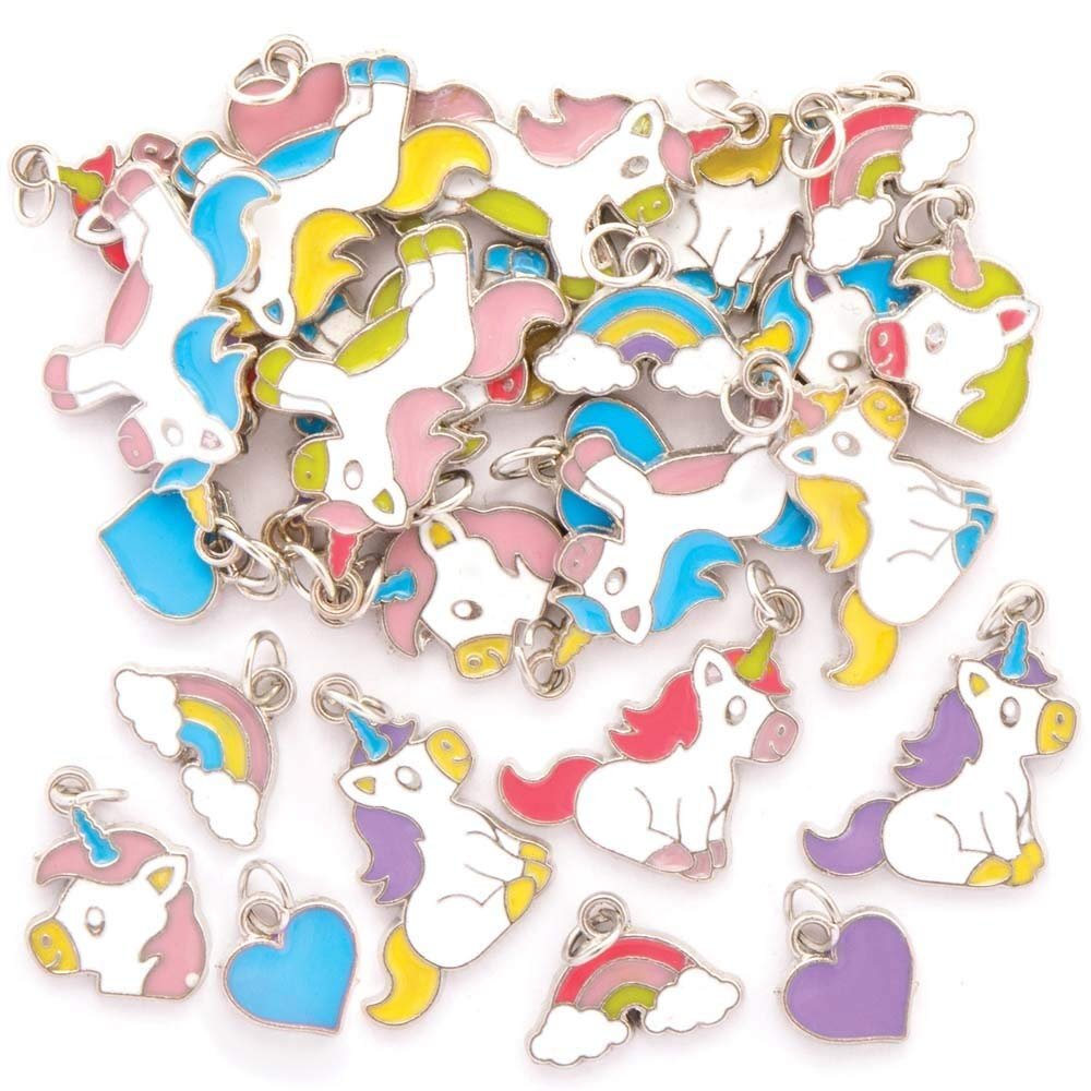 Baker Ross FE260 Unicorn Bracelet Charms - Pack of 30, Perfect for Kids Jewelry Making Activities, Bracelets, Necklaces, Bead Art Activities or Party Crafting