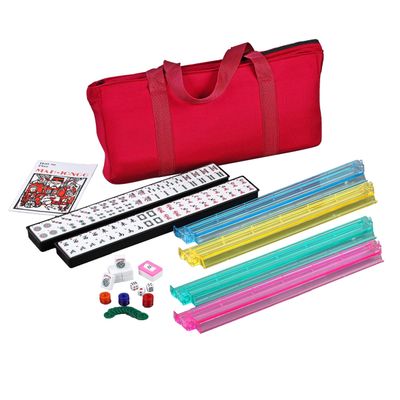 usamjtable American Mahjong Set 166 Tiles 4 All in One Pusher Rack Combo (Red Bag)