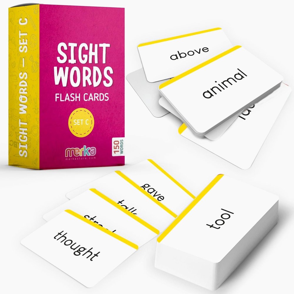 Merka 1st Grade Sight Words Flash Cards 150 Plastic Dry-Erase Cards, Ages 5+ 8 Color-Coded Sets for Reading & Phonics Practice