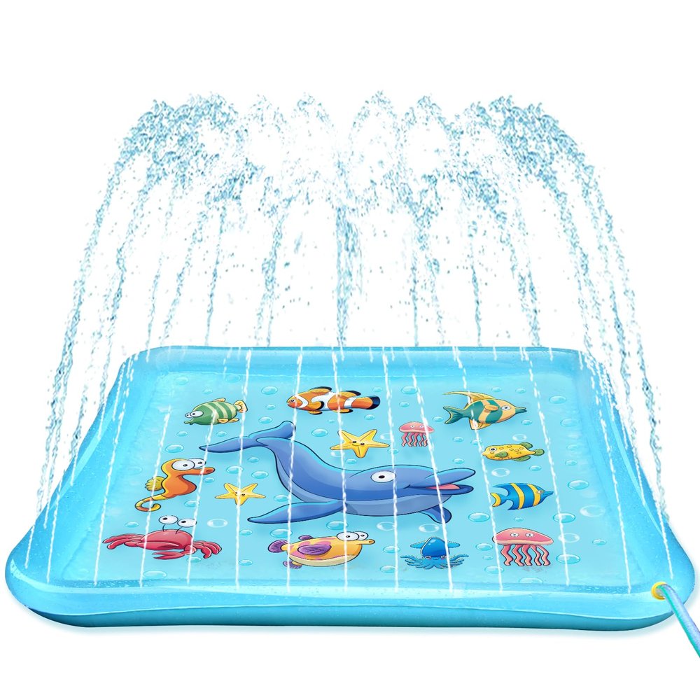 Growsland Splash Pad for Toddlers, Outdoor Sprinkler for Kids, 67" Summer Water Toys Inflatable Wading Baby Pool Fun Gifts for 3 4 5 6 7 8 9 Years Old Boy Girl Backyard Garden Lawn Outdoor Games