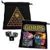 GURPS 4th Edition Dice Bag | Large Drawstring Bag 7 x 7 | Printed Fabric | Holds Over 100 Dice | RPG Bag | Roleplaying Game Bag | Tabletop Adventure Game Bag | from Steve Jackson Games view 3